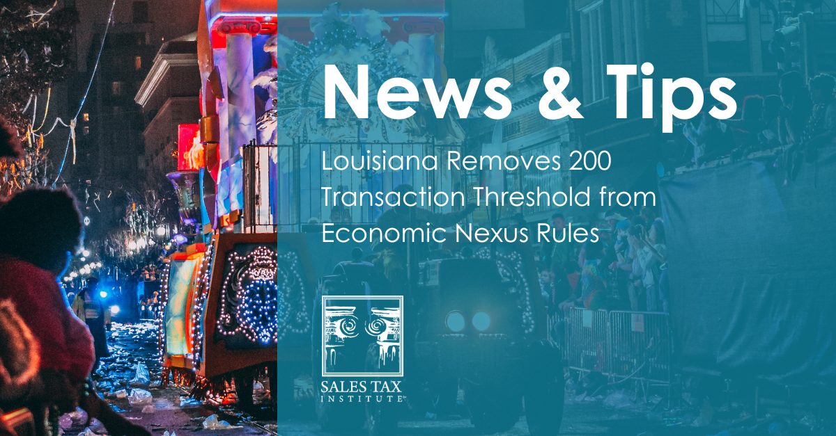 LA Removes 200 Transaction Threshold Sales Tax Institute