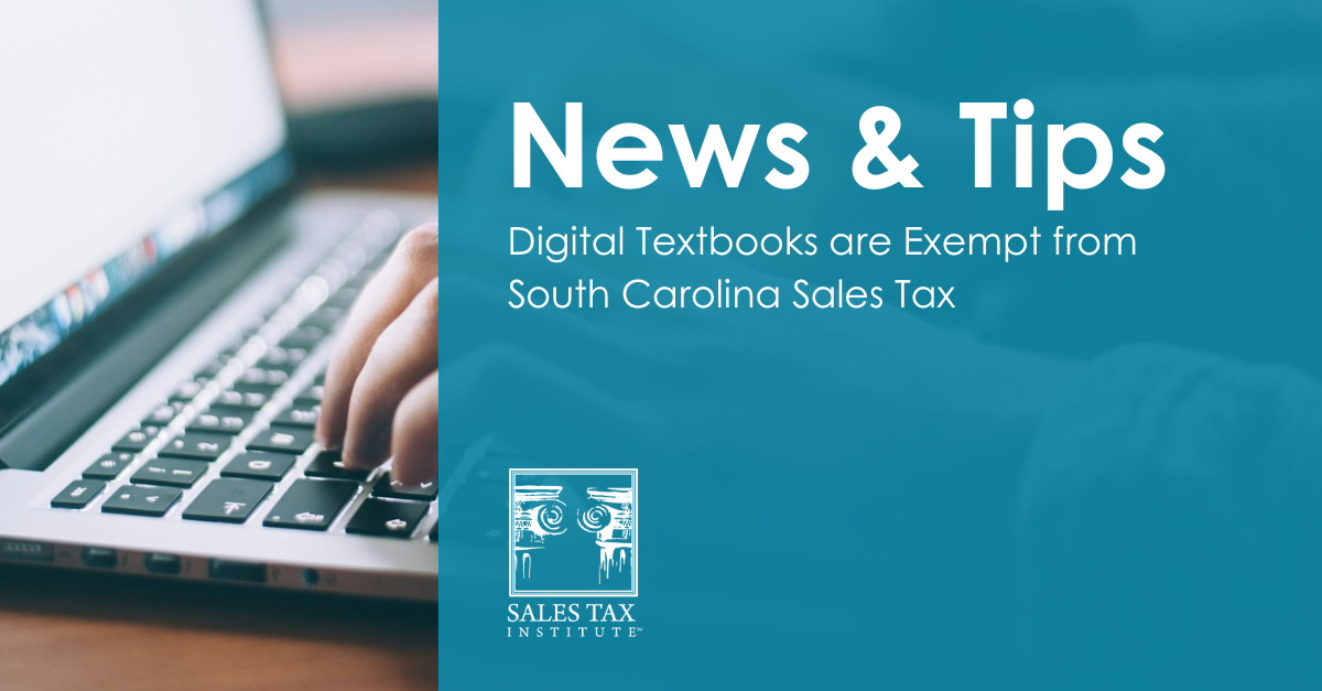 Digital Textbooks are Exempt from South Carolina Sales Tax Sales Tax